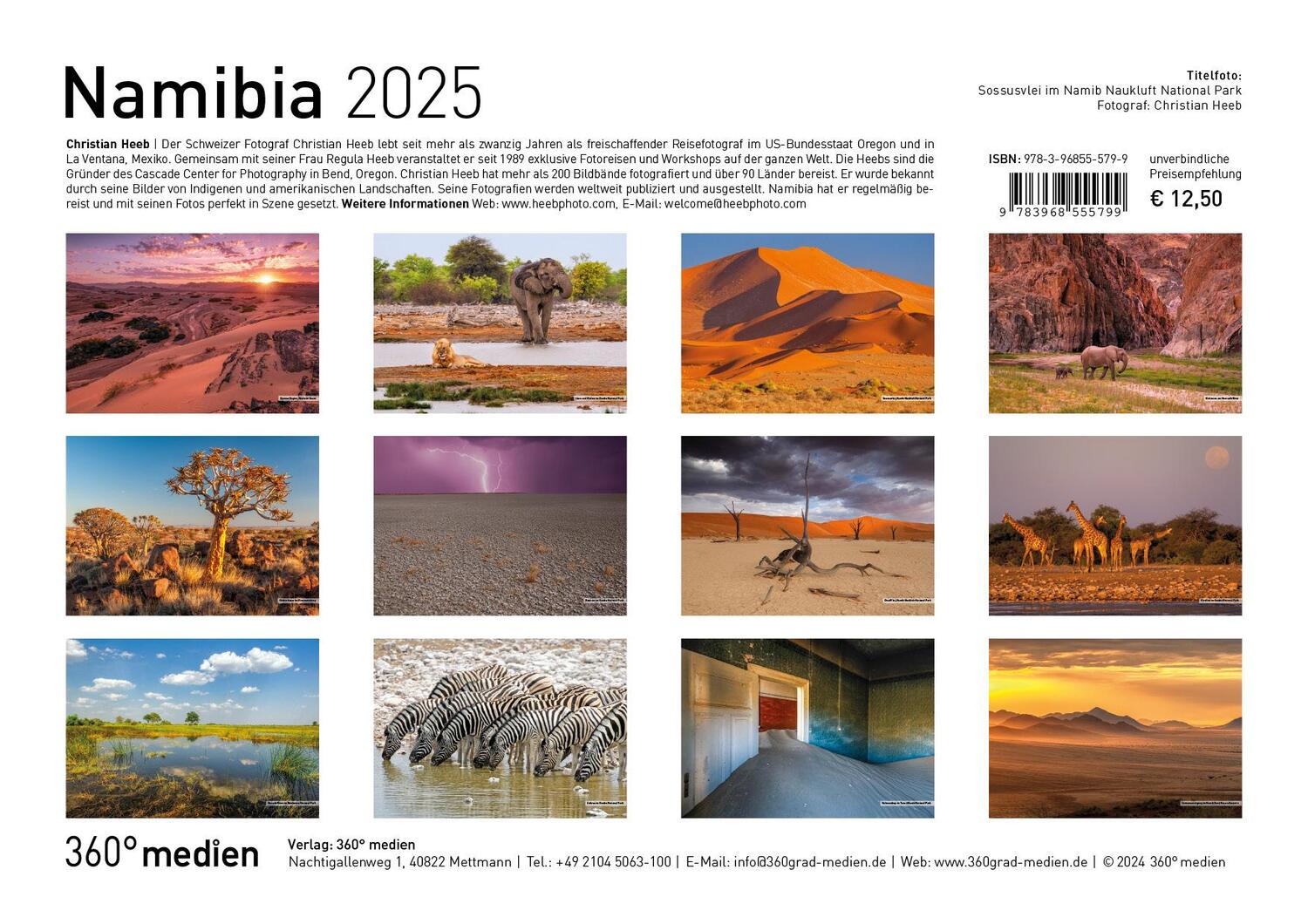 Bild: 9783968555799 | 360° Namibia Broschürenkalender 2025 | Christian Heeb | Kalender