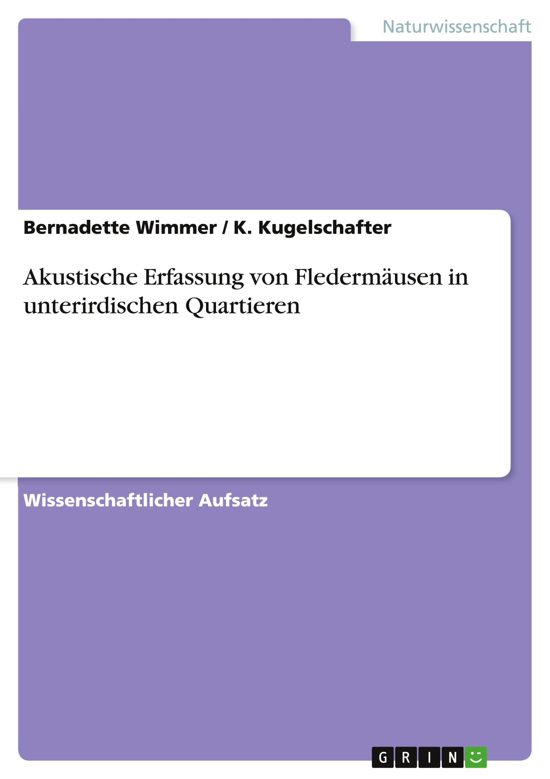 Cover: 9783346028815 | Akustische Erfassung von Fledermäusen in unterirdischen Quartieren