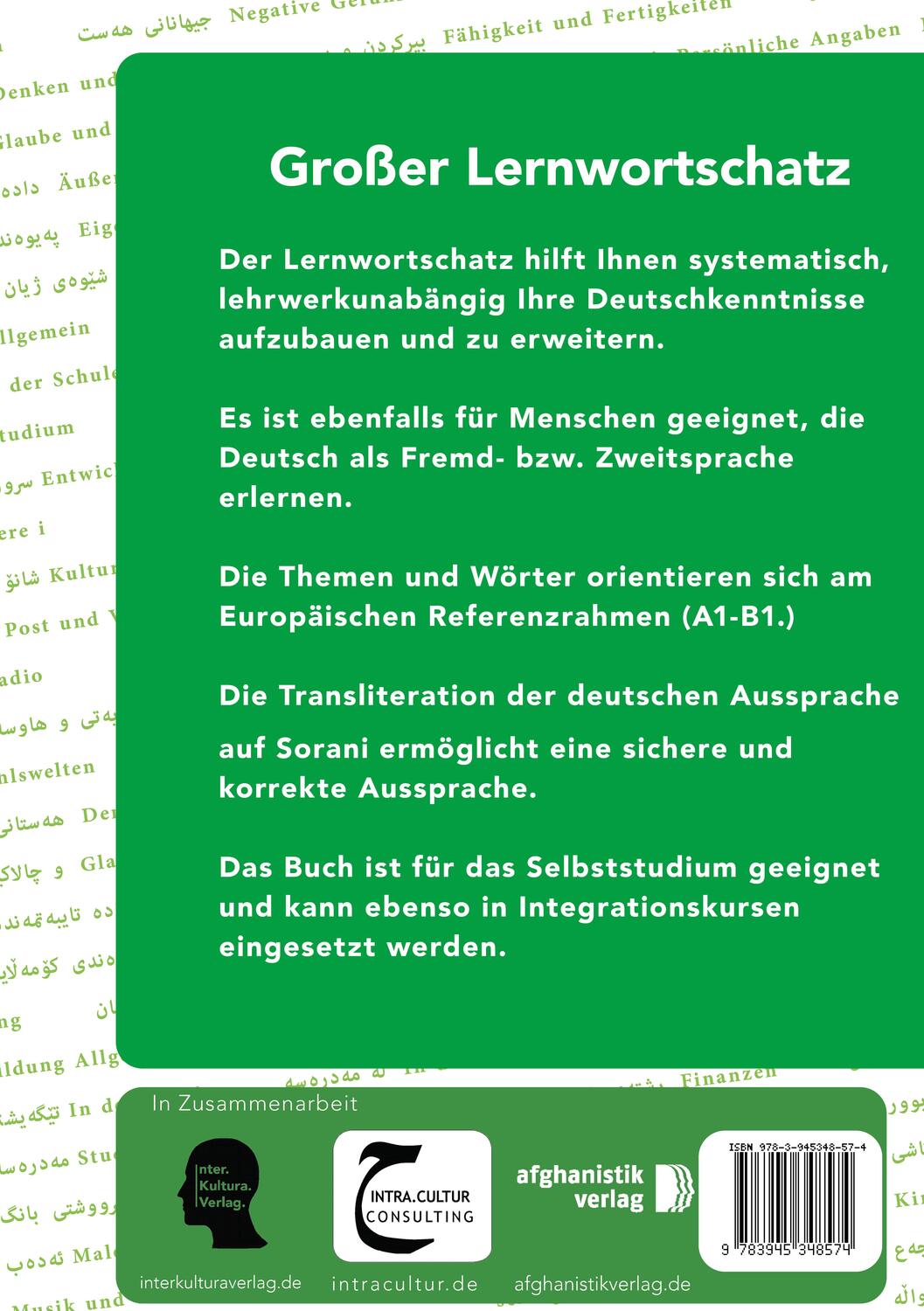 Rückseite: 9783945348574 | Großer Lernwortschatz Deutsch-Kurdisch Sorani | Taschenbuch | 188 S.