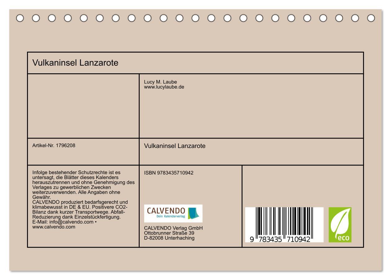 Bild: 9783435710942 | Vulkaninsel Lanzarote (Tischkalender 2025 DIN A5 quer), CALVENDO...