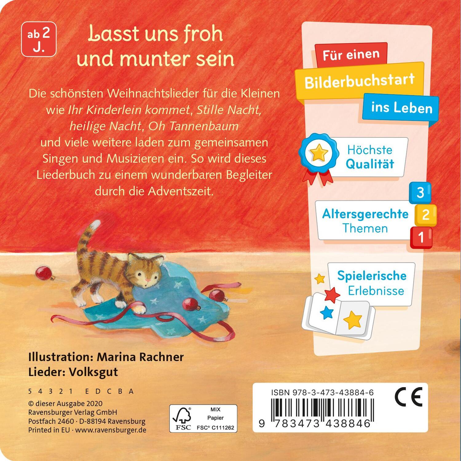 Rückseite: 9783473438846 | Meine schönsten Weihnachtslieder | Volksgut | Buch | 20 S. | Deutsch