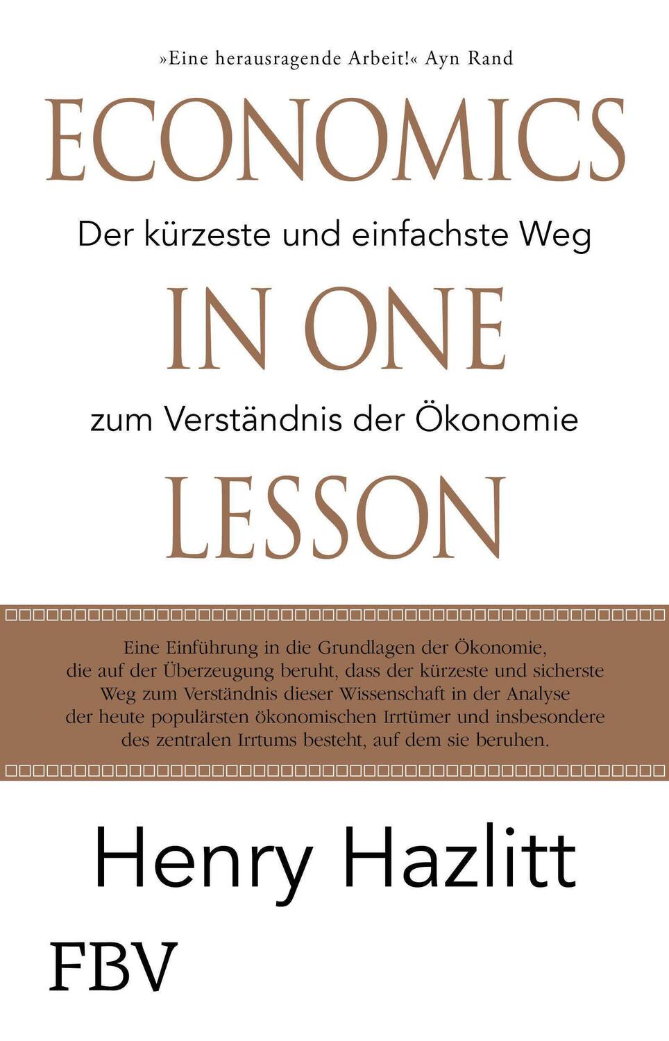 Cover: 9783959726054 | Economics in one Lesson | Henry Hazlitt | Taschenbuch | Deutsch | 2022