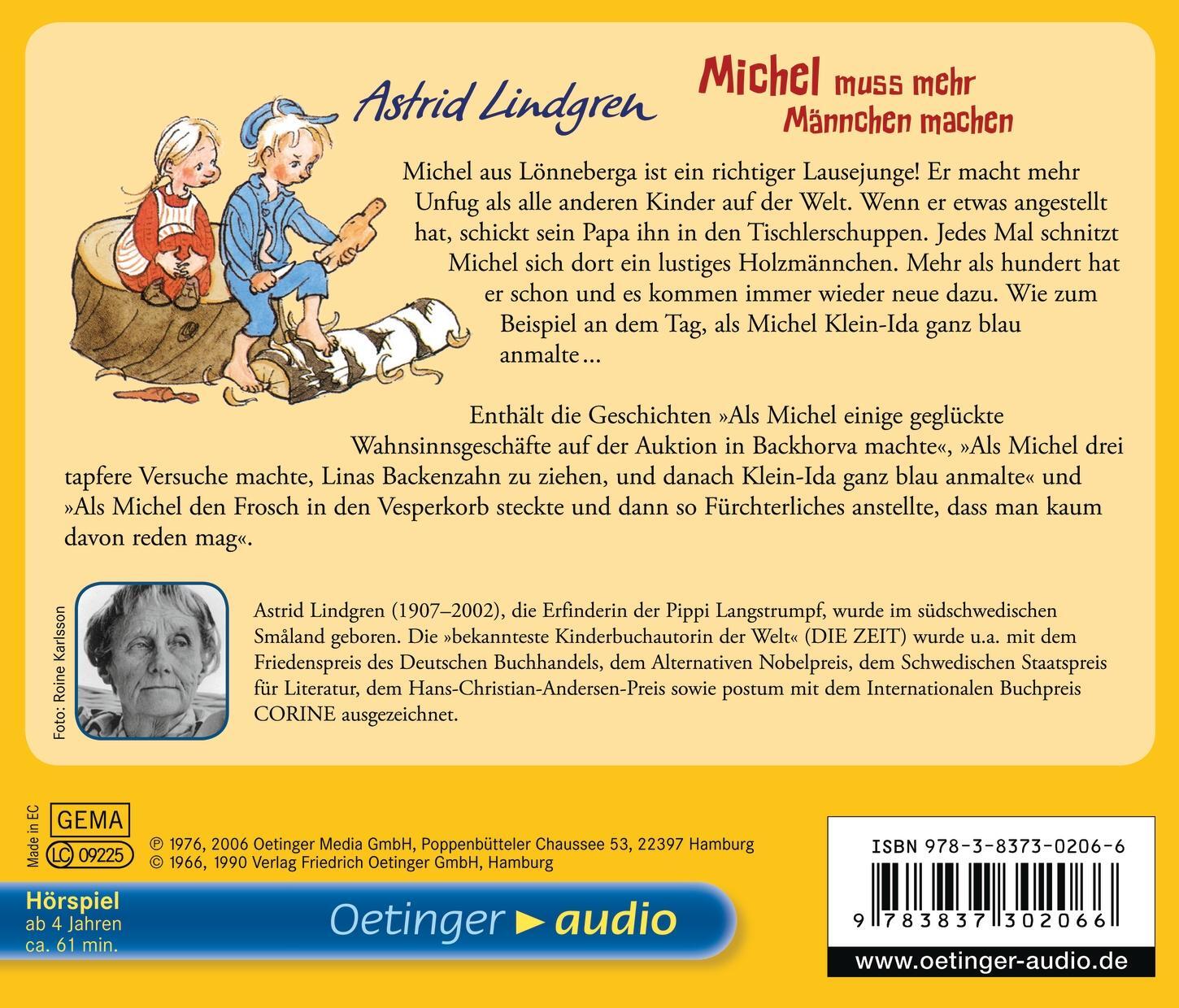 Rückseite: 9783837302066 | Michel muß mehr Männchen machen | Astrid Lindgren | Audio-CD | 61 Min.