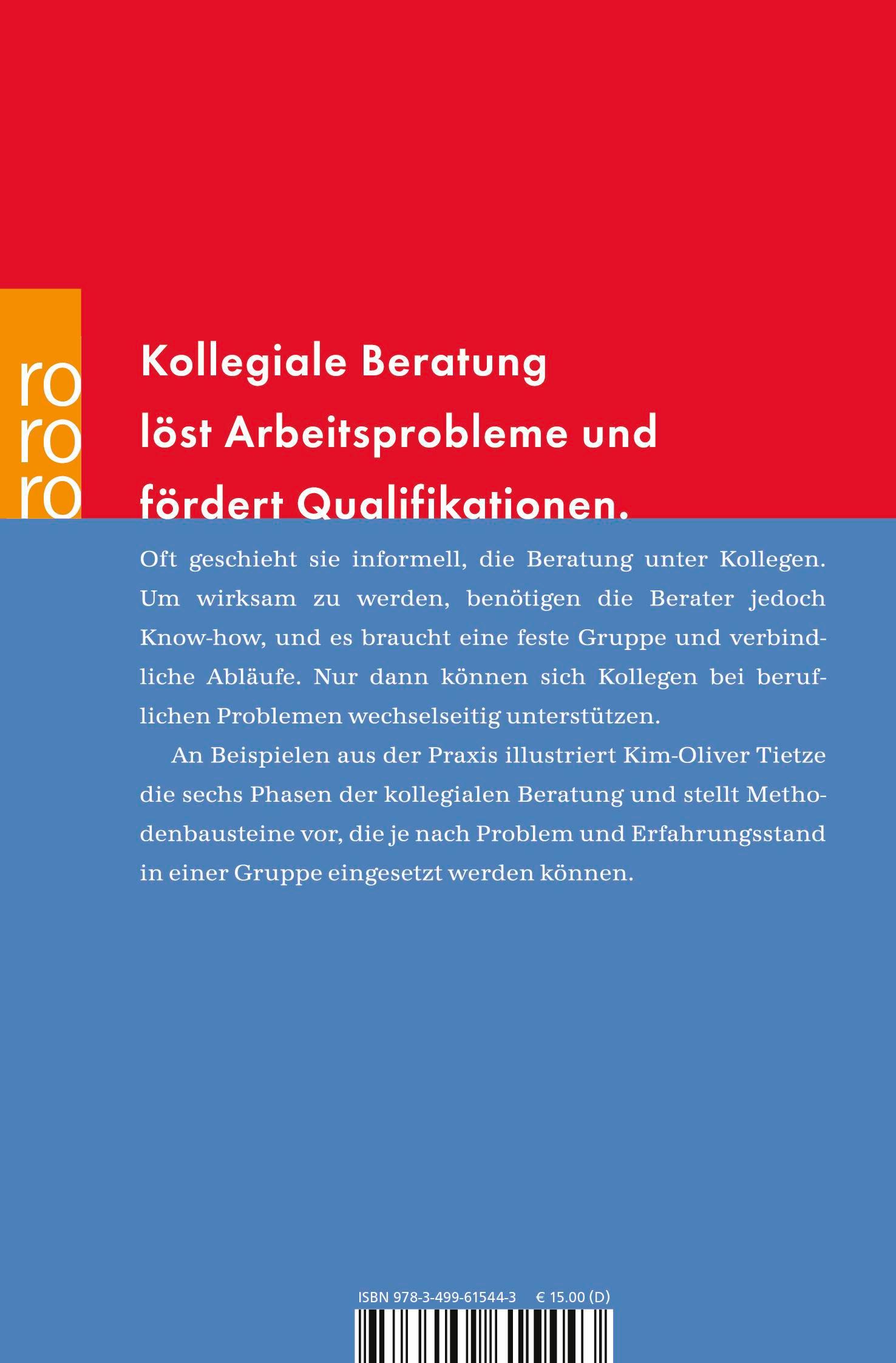 Rückseite: 9783499615443 | Kollegiale Beratung | Kim-Oliver Tietze | Taschenbuch | 256 S. | 2003