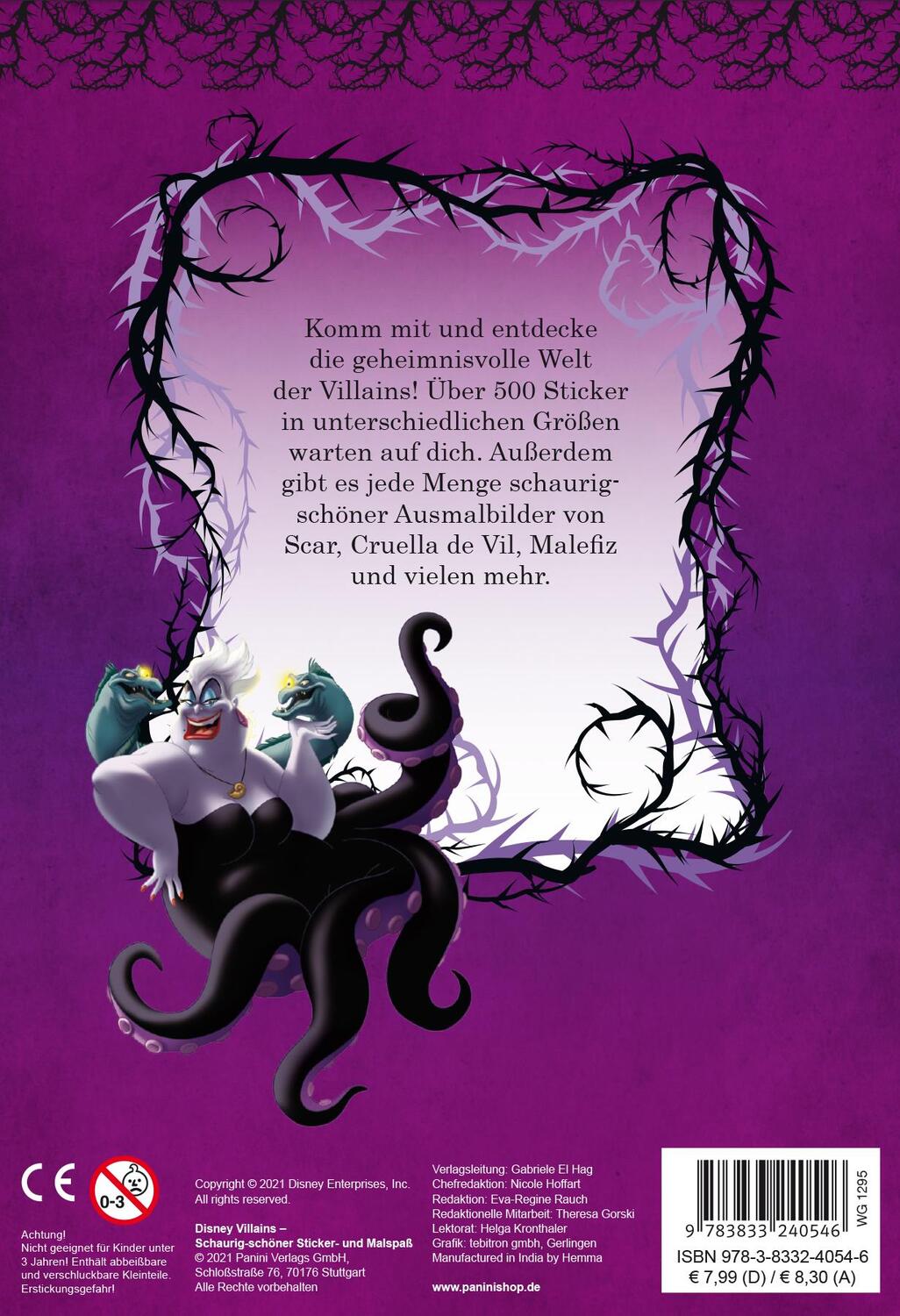 Rückseite: 9783833240546 | Disney Villains: Schaurig-schöner Sticker- und Malspaß | Taschenbuch