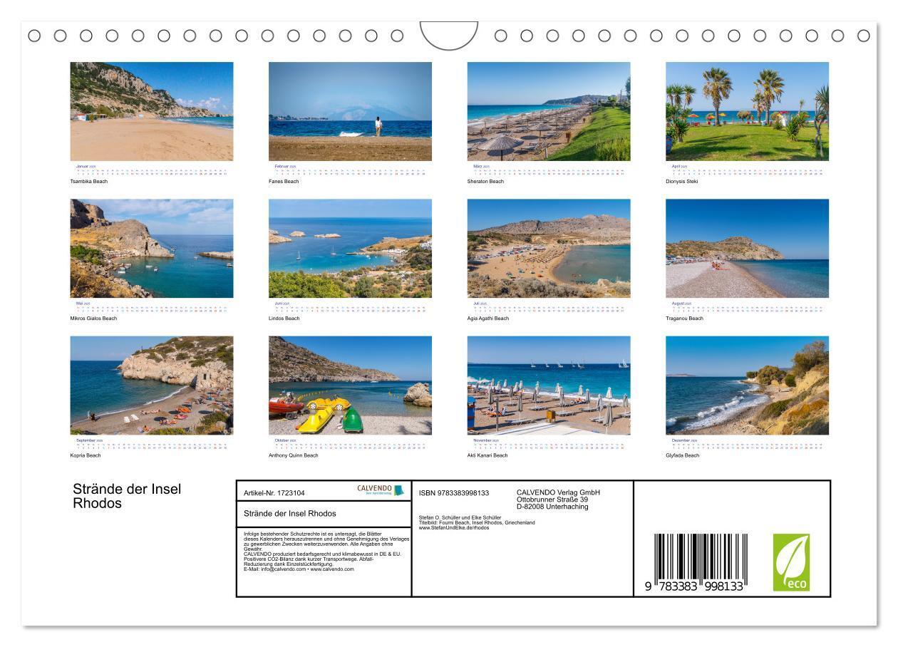 Bild: 9783383998133 | Strände der Insel Rhodos (Wandkalender 2025 DIN A4 quer), CALVENDO...