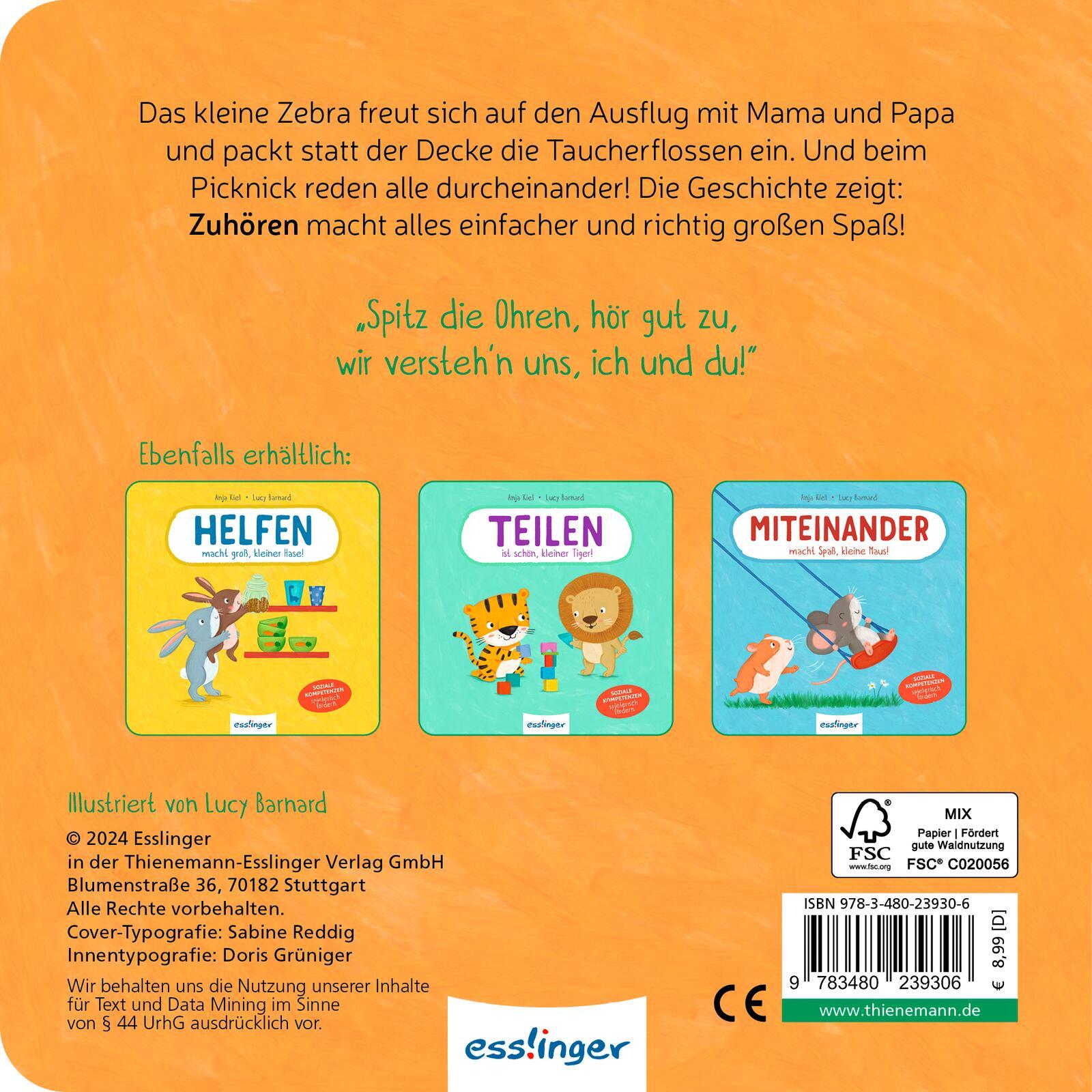 Rückseite: 9783480239306 | Zuhören macht schlau, kleines Zebra! | Anja Kiel | Buch | 18 S. | 2024