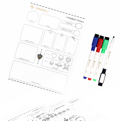 Cover: 637836613434 | ENHANCE Tabletop Acrylic Character Sheets Clear | ENHANCE Gaming