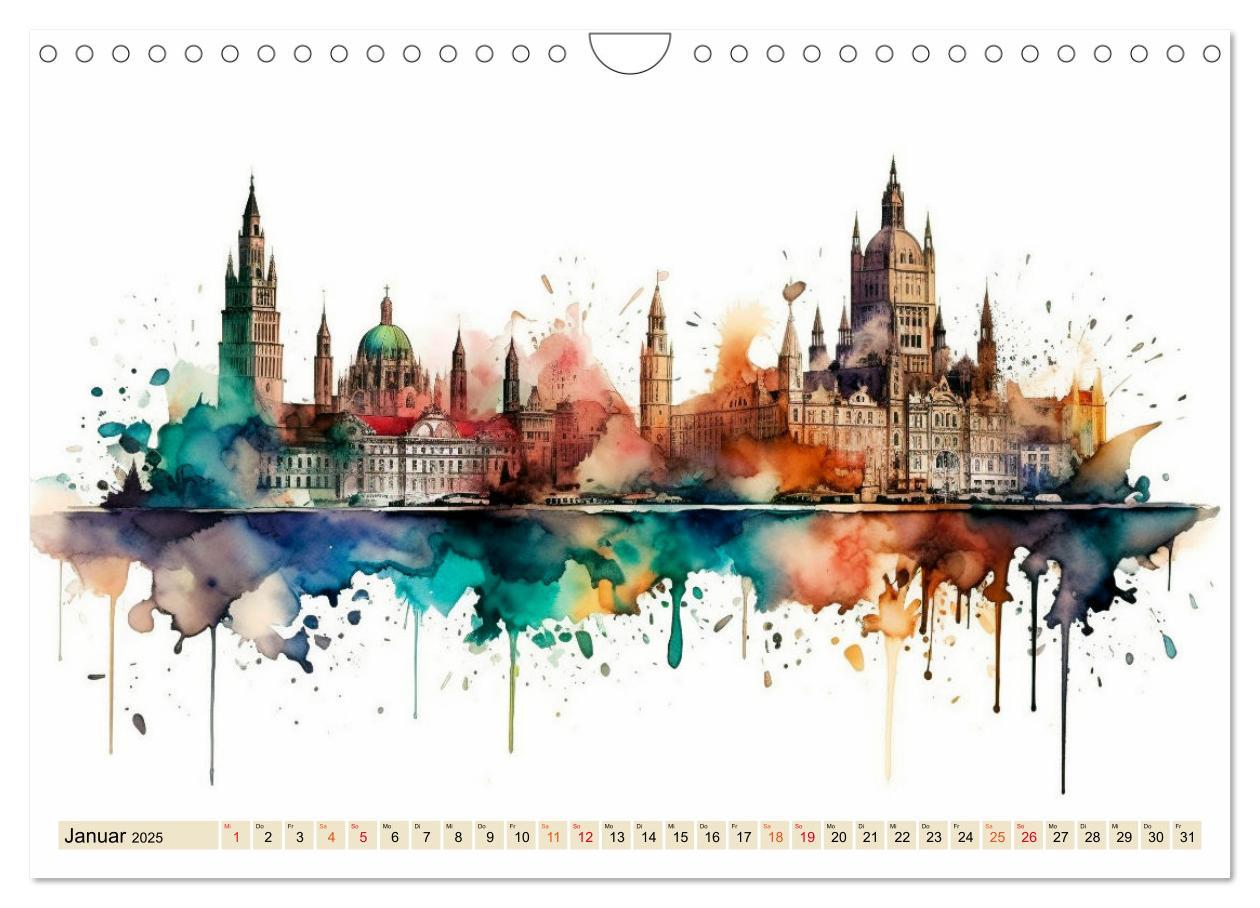 Bild: 9783383862199 | Skylines - bunte Städte (Wandkalender 2025 DIN A4 quer), CALVENDO...