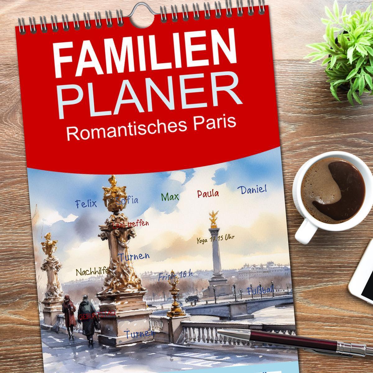 Bild: 9783457093979 | Familienplaner 2025 - Romantisches Paris mit 5 Spalten...