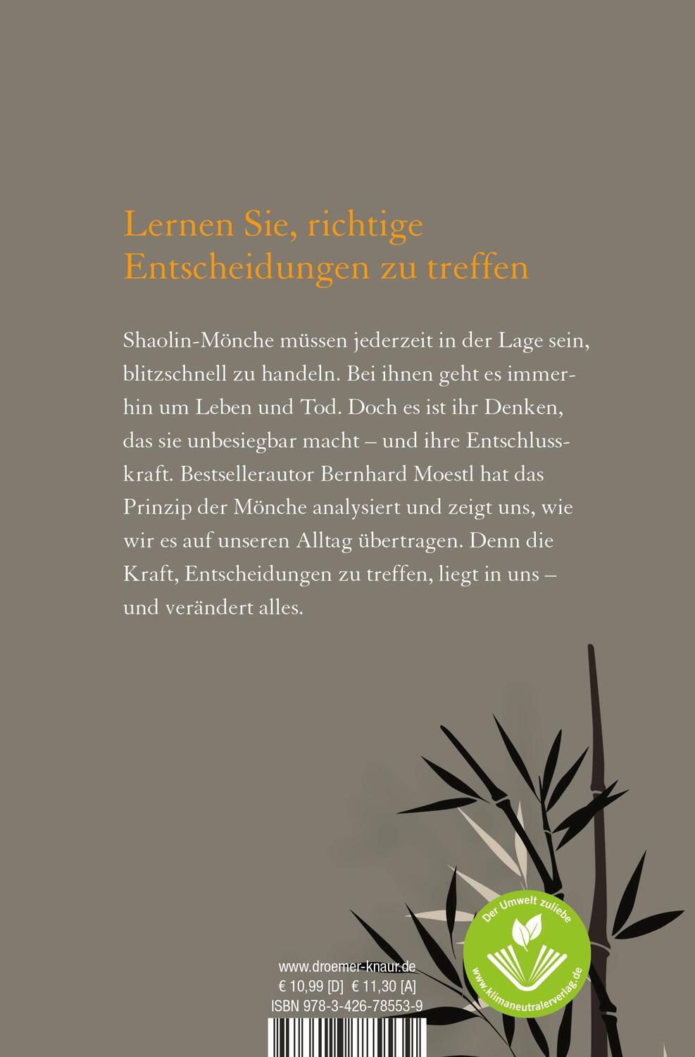 Rückseite: 9783426785539 | Das Shaolin-Prinzip | Bernhard Moestl | Taschenbuch | 214 S. | Deutsch
