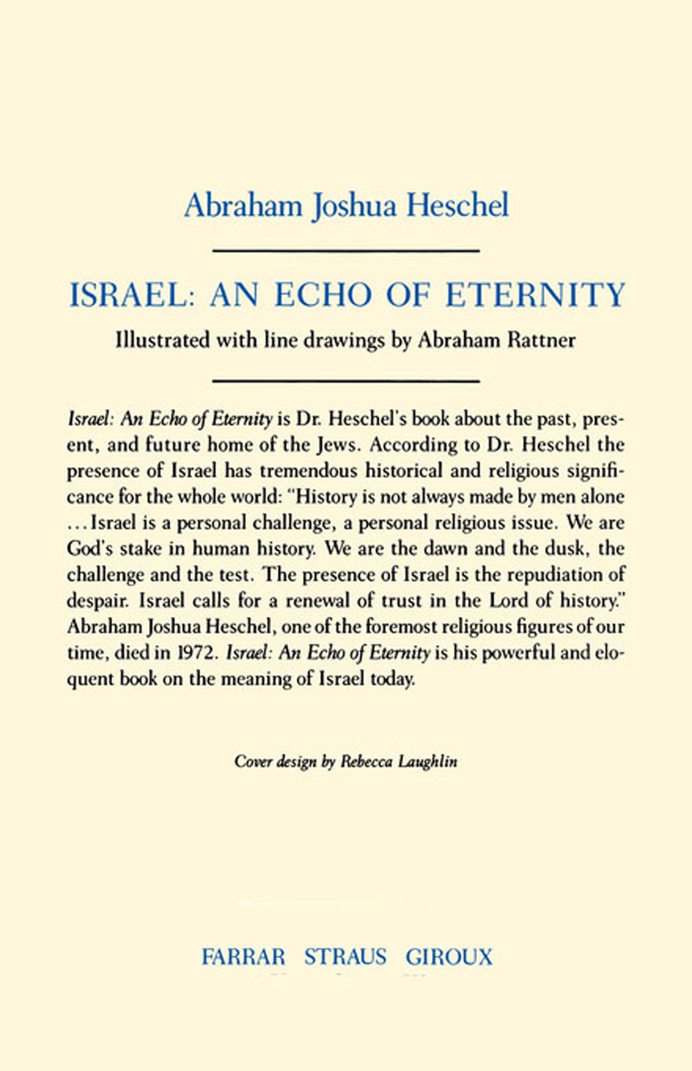 Rückseite: 9780374507404 | Israel | An Echo of Eternity | Abraham Joshua Heschel | Taschenbuch