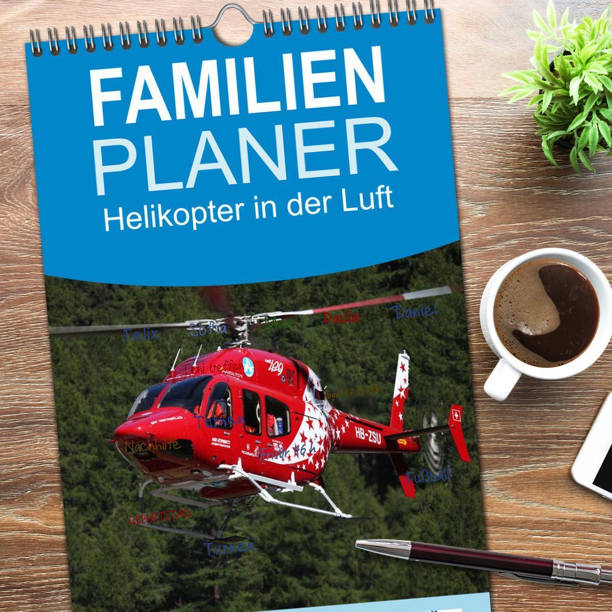 Bild: 9783457126363 | Familienplaner 2025 - Helikopter in der Luft mit 5 Spalten...