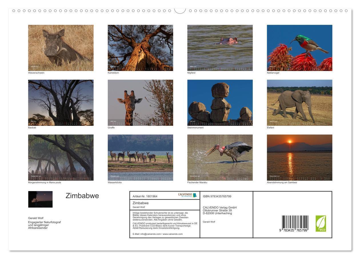 Bild: 9783435765799 | Zimbabwe (hochwertiger Premium Wandkalender 2025 DIN A2 quer),...