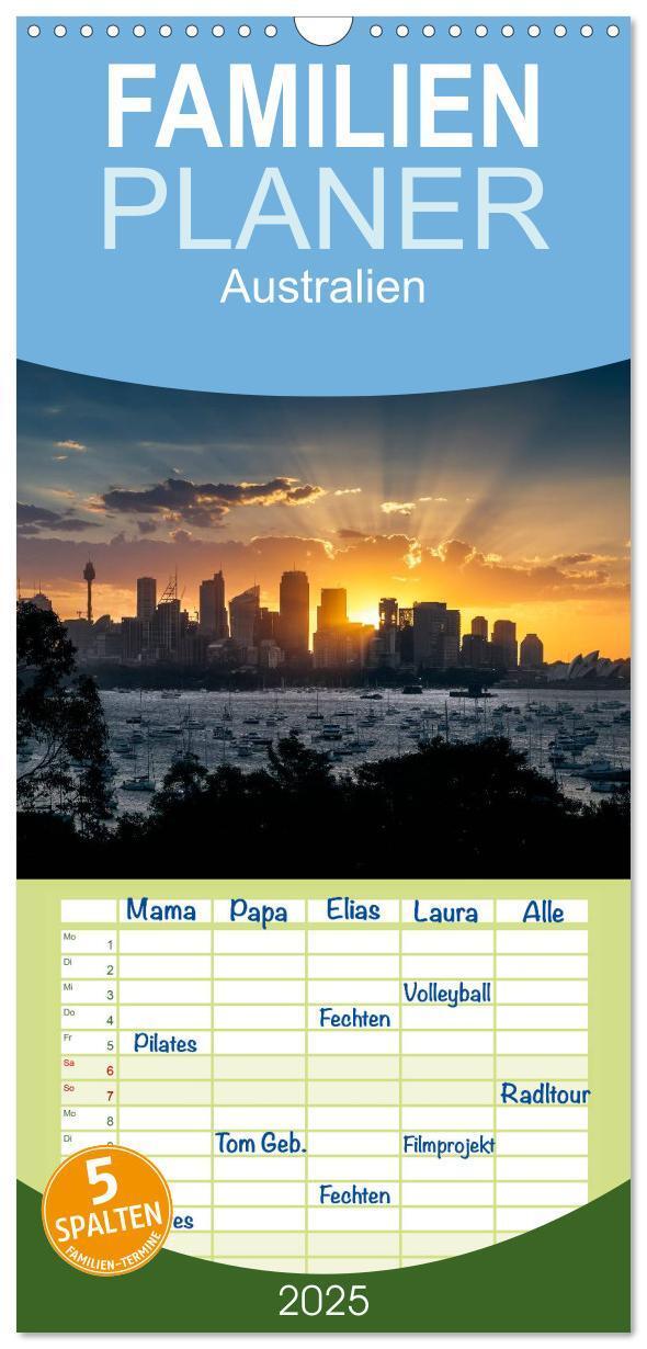 Cover: 9783457120309 | Familienplaner 2025 - Australien mit 5 Spalten (Wandkalender, 21 x...