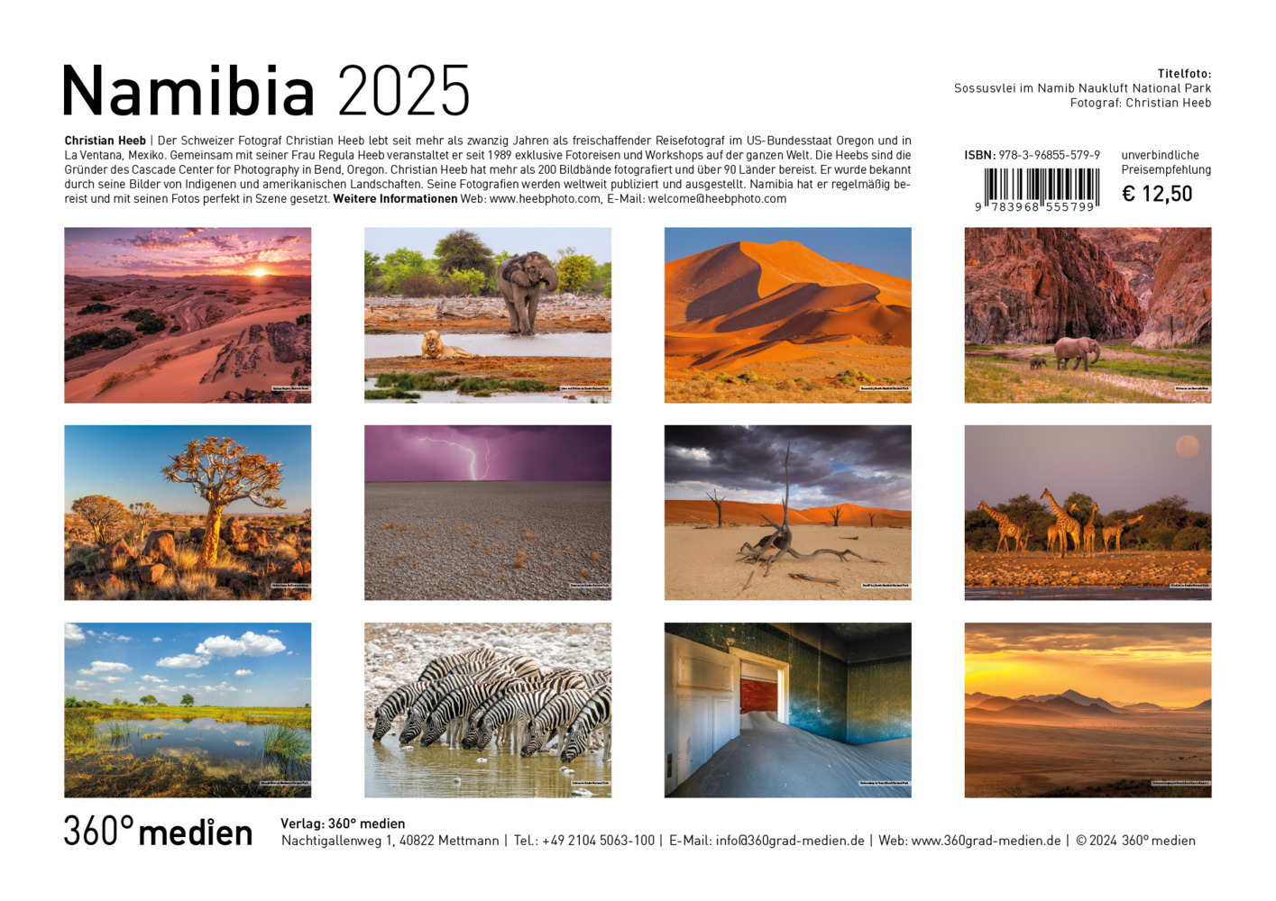 Bild: 9783968555799 | 360° Namibia Broschürenkalender 2025 | Christian Heeb | Kalender