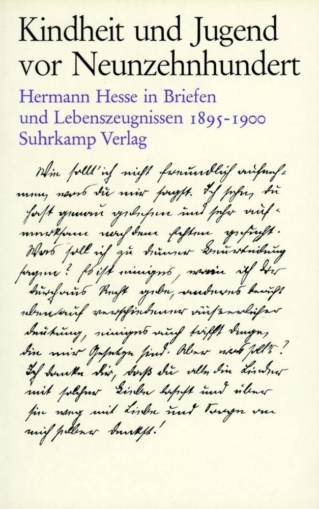 Cover: 9783518031919 | 1895-1900 | Hermann Hesse | Buch | Suhrkamp | EAN 9783518031919