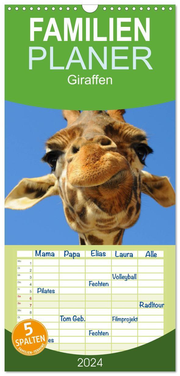 Cover: 9783383065958 | Familienplaner 2024 - Giraffen mit 5 Spalten (Wandkalender, 21 x 45...