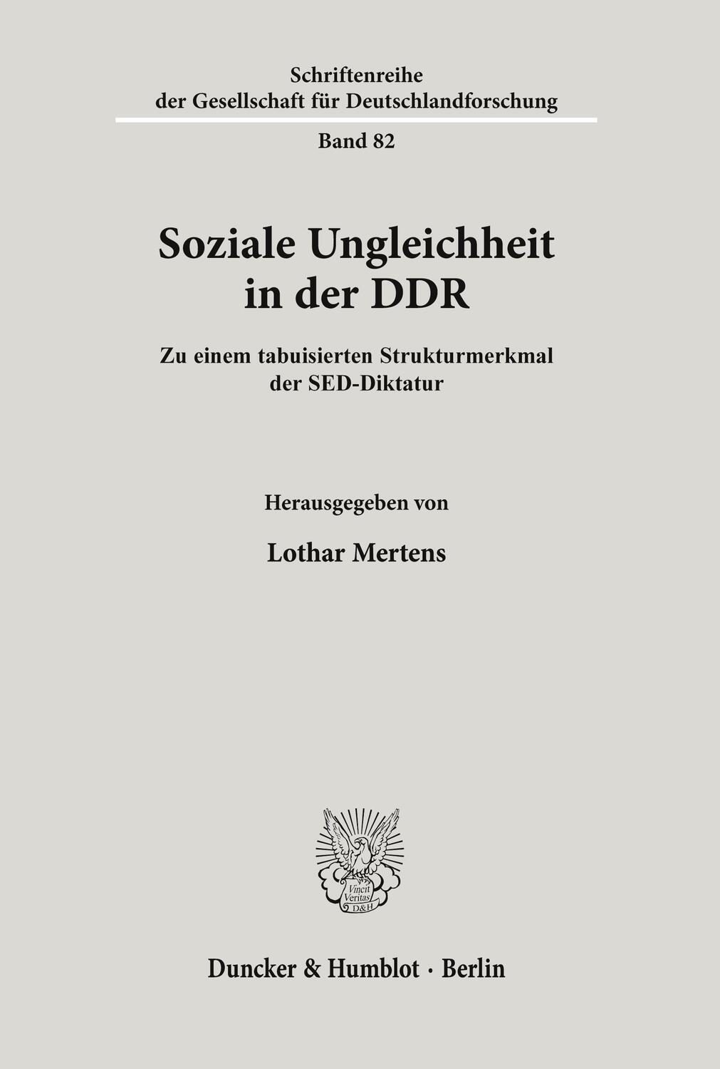 Cover: 9783428105236 | Soziale Ungleichheit in der DDR. | Lothar Mertens | Taschenbuch | 2002