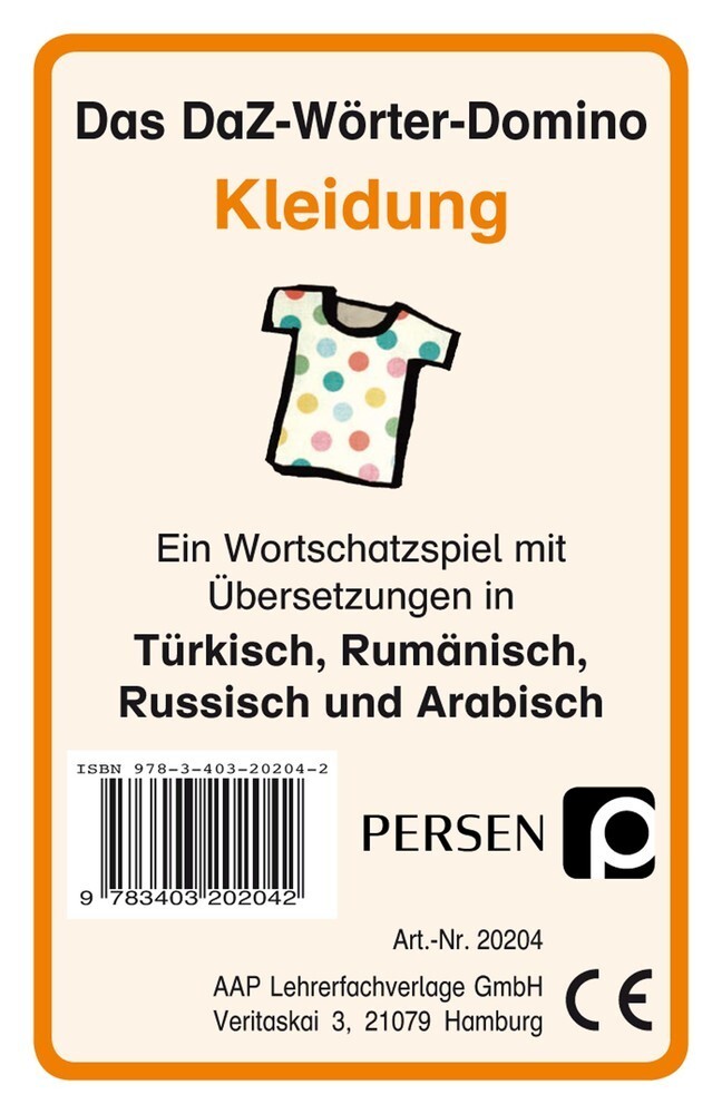 Cover: 9783403202042 | Das DaZ-Wörter-Domino: Kleidung | Klara Kirschbaum (u. a.) | Box
