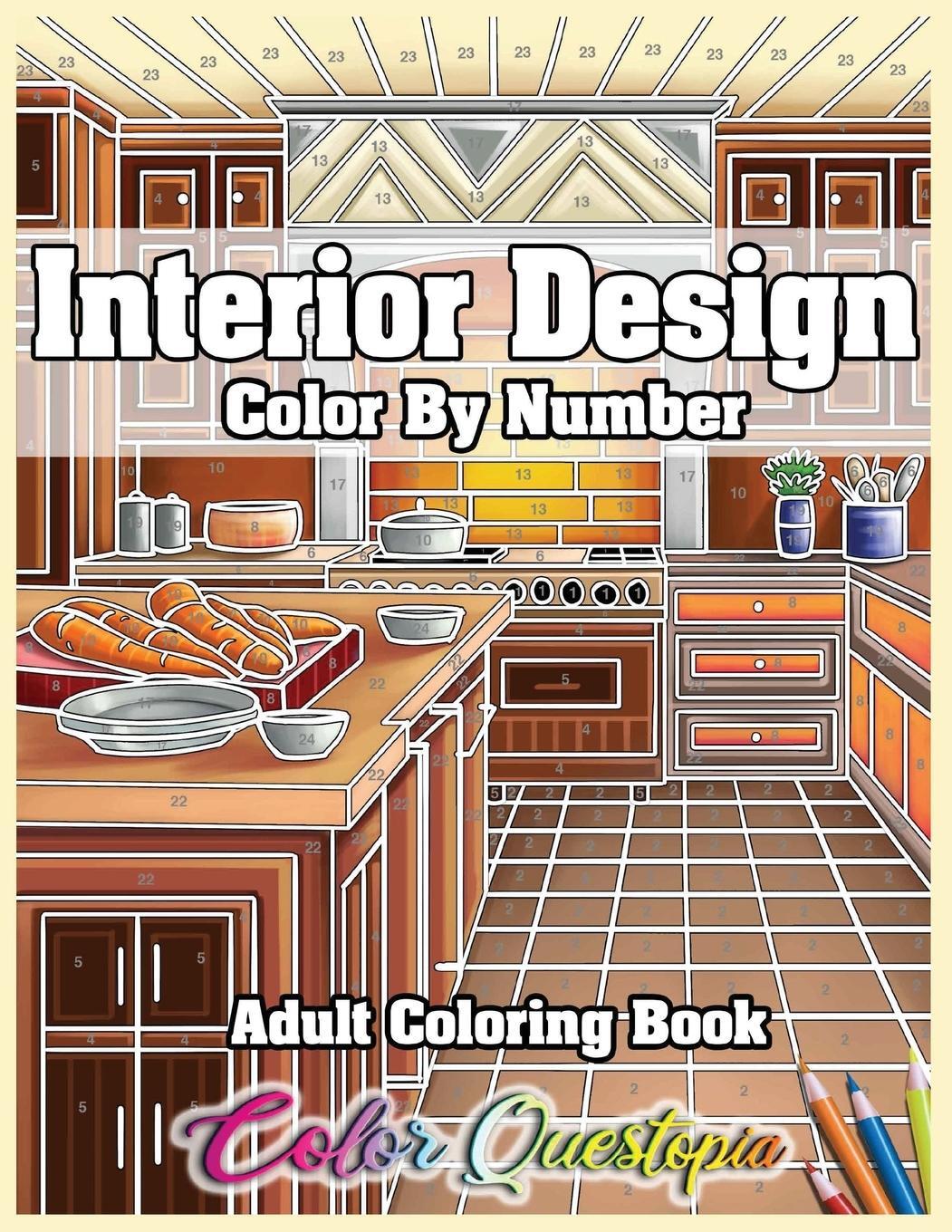 Cover: 9781954883239 | Interior Design Adult Color by Number Coloring Book | Color Questopia
