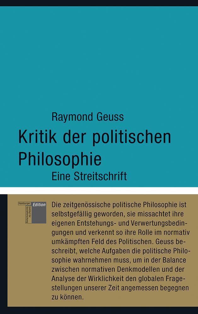 Cover: 9783868542295 | Kritik der politischen Philosophie | Eine Streitschrift | Geuss | Buch