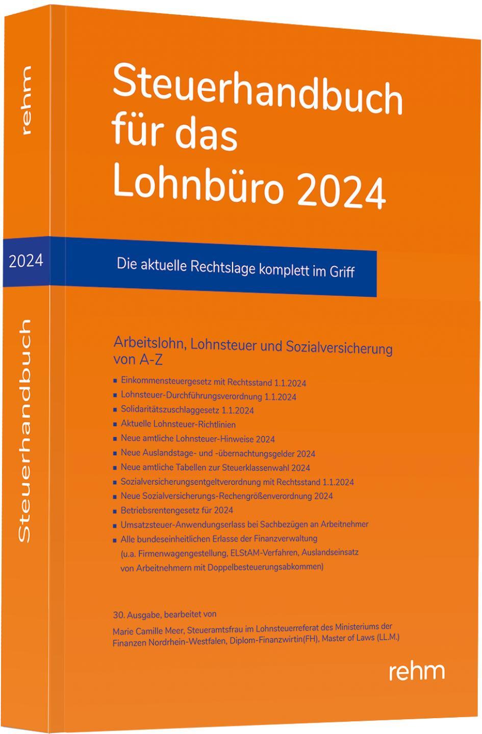 Cover: 9783807328676 | Steuerhandbuch für das Lohnbüro 2024 | Marie Camille Meer | Buch