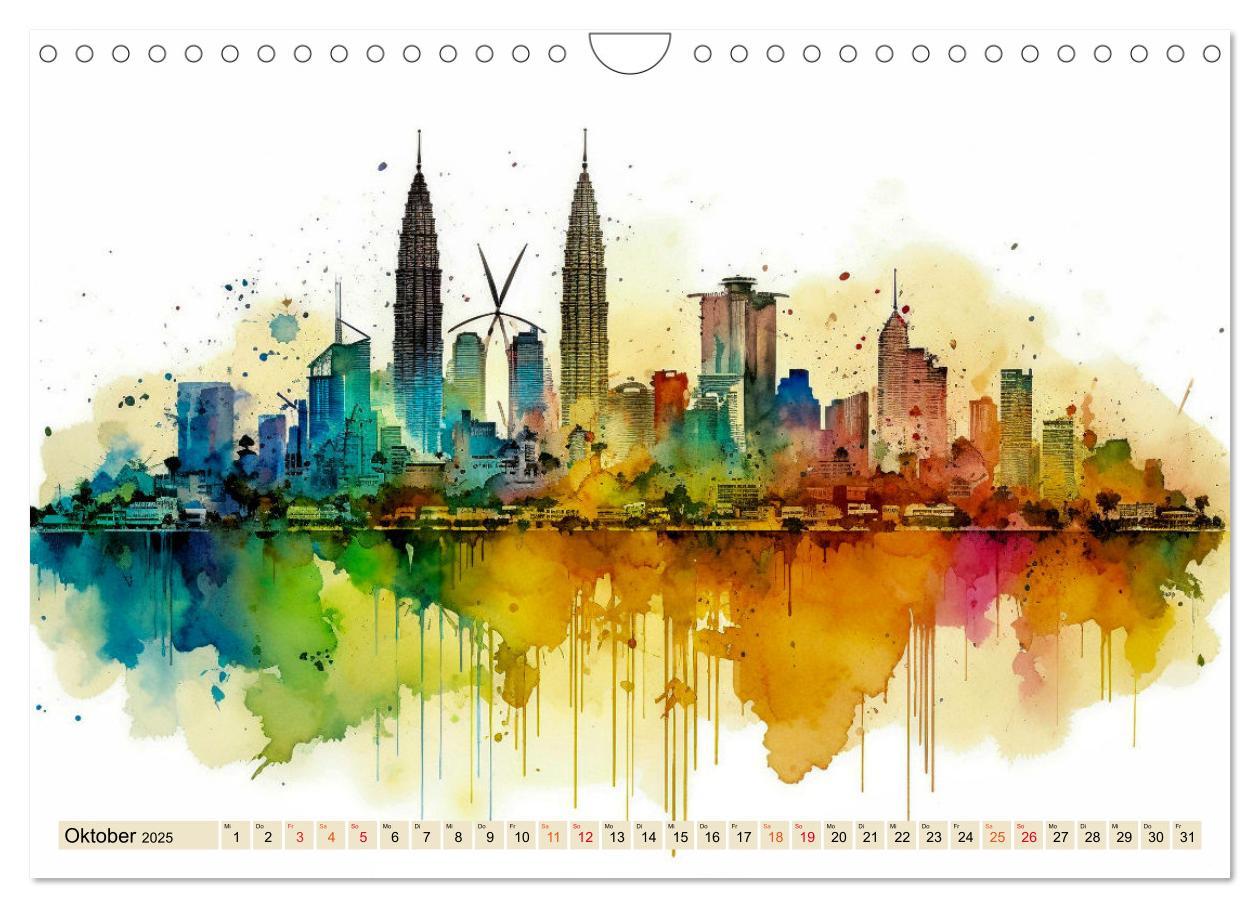 Bild: 9783383862199 | Skylines - bunte Städte (Wandkalender 2025 DIN A4 quer), CALVENDO...