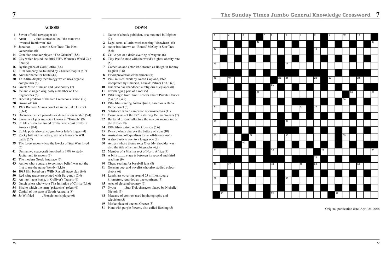 Bild: 9780008343897 | The Sunday Times Jumbo General Knowledge Crossword | Games (u. a.)