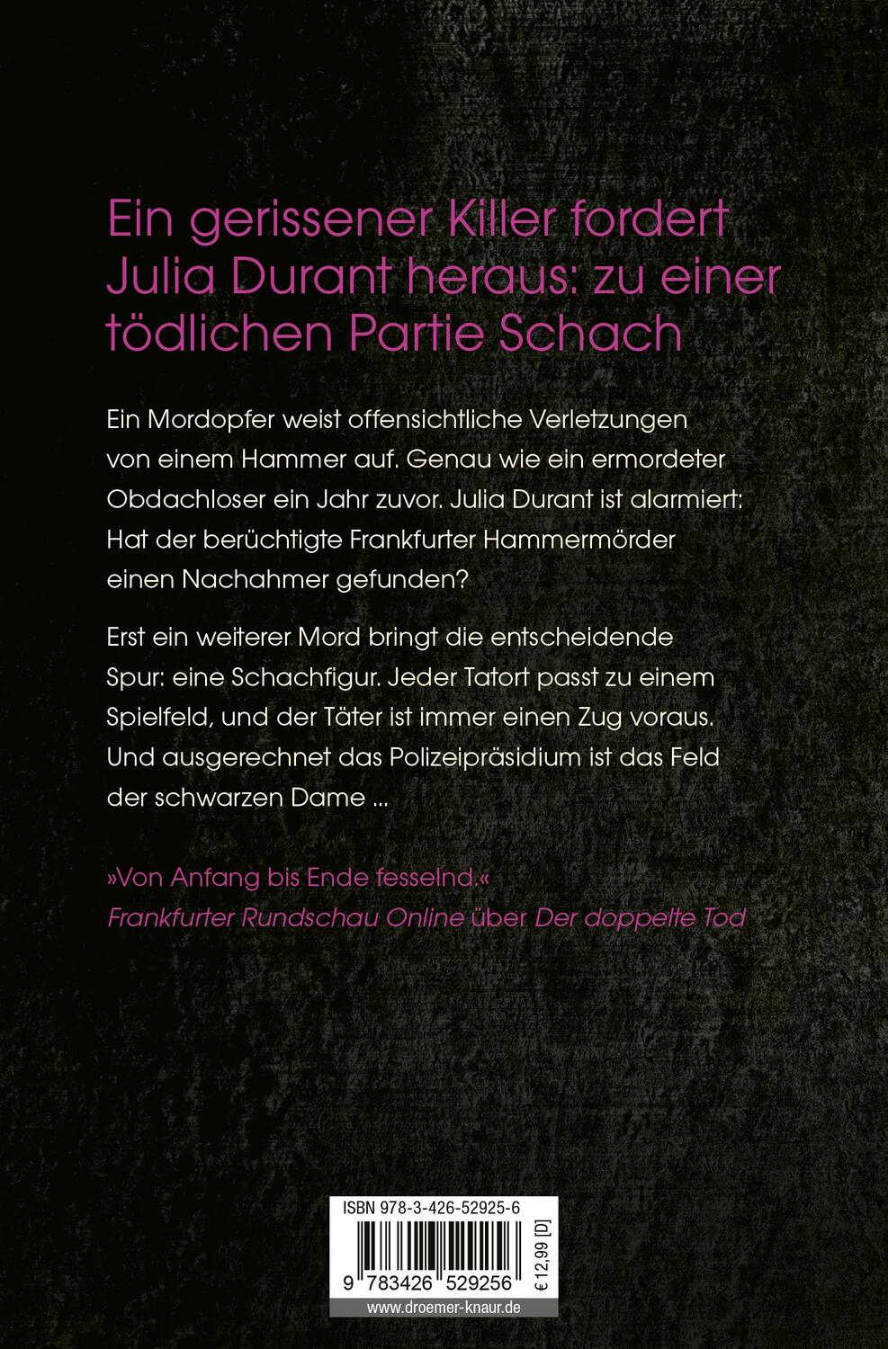 Rückseite: 9783426529256 | Schwarze Dame | Julia Durants neuer Fall | Daniel Holbe (u. a.) | Buch