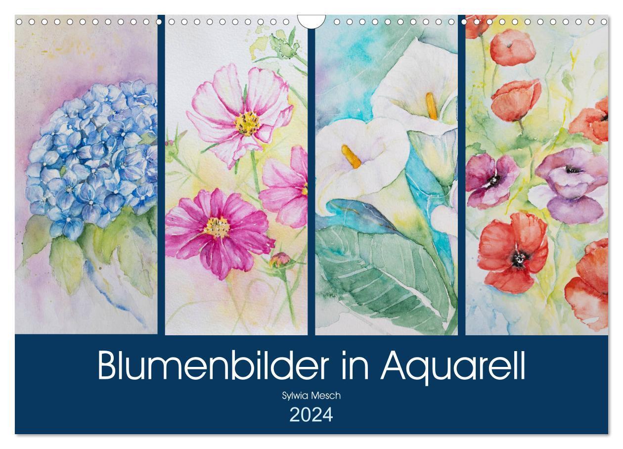 Cover: 9783383100048 | Blumenbilder in Aquarell (Wandkalender 2024 DIN A3 quer), CALVENDO...