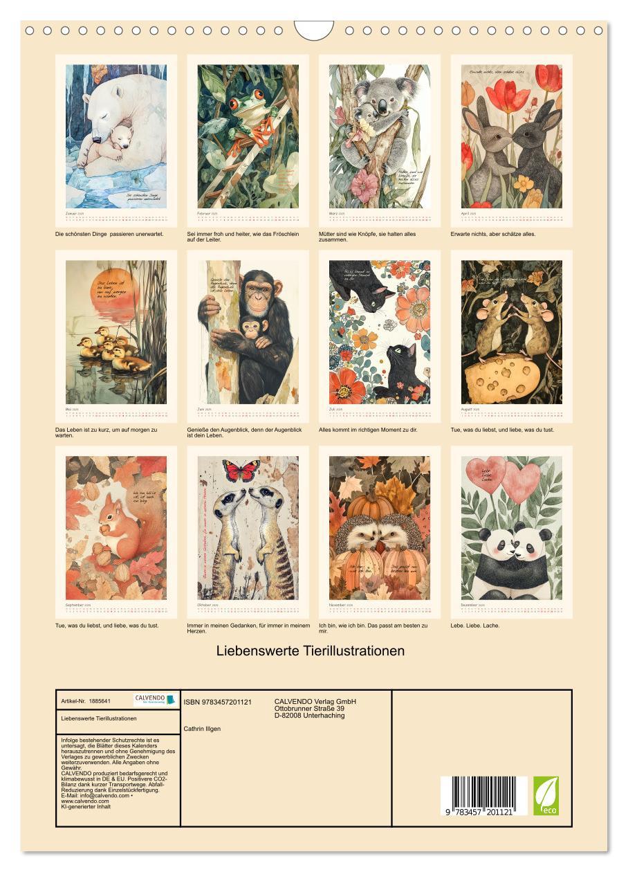 Bild: 9783457201121 | Liebenswerte Tierillustrationen (Wandkalender 2025 DIN A3 hoch),...