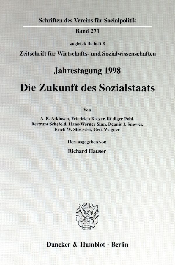 Cover: 9783428101184 | Die Zukunft des Sozialstaats. | Richard Hauser | Taschenbuch | 305 S.