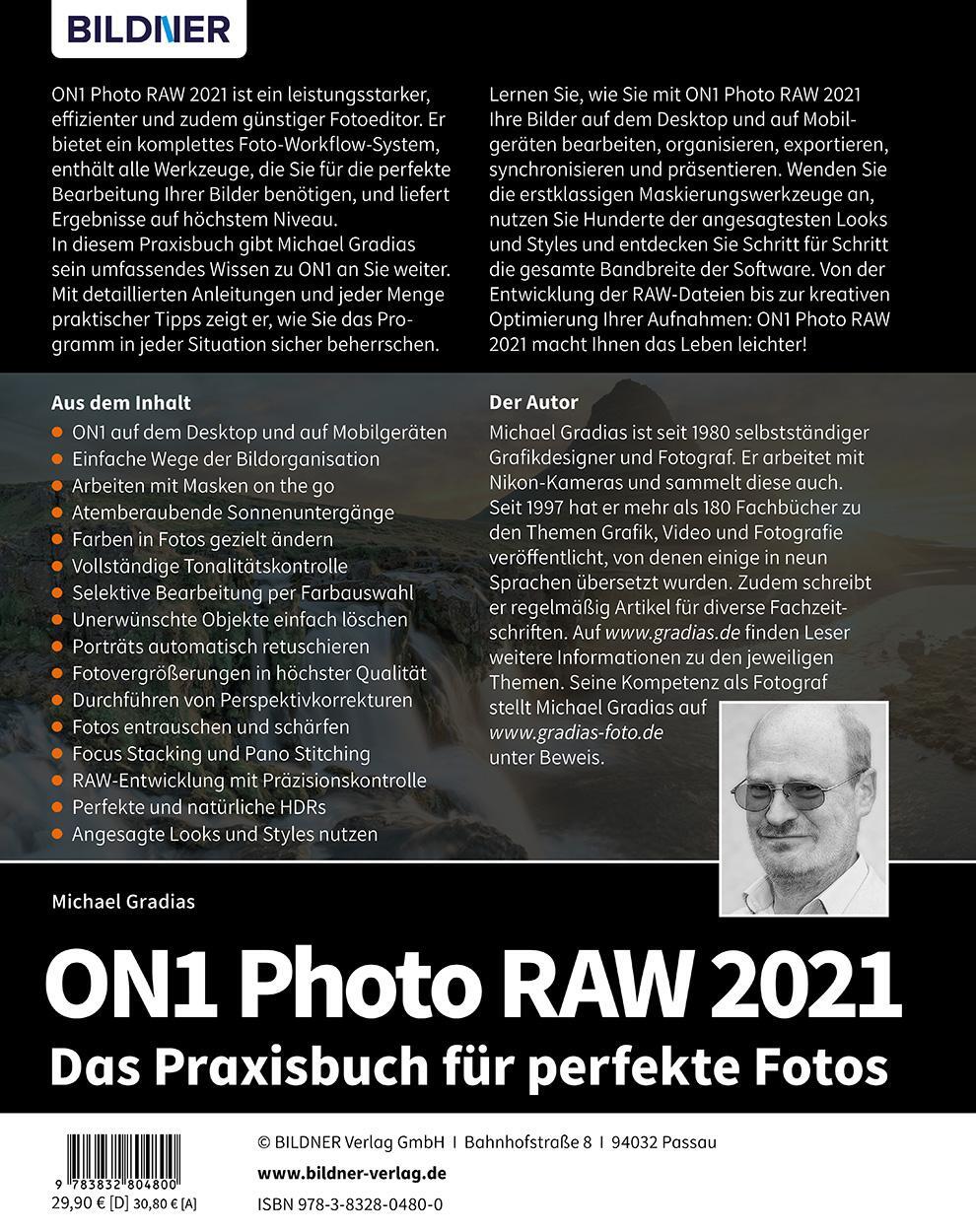 Rückseite: 9783832804800 | ON1 Photo RAW 2021 | Das Praxisbuch für perfekte Fotos | Gradias