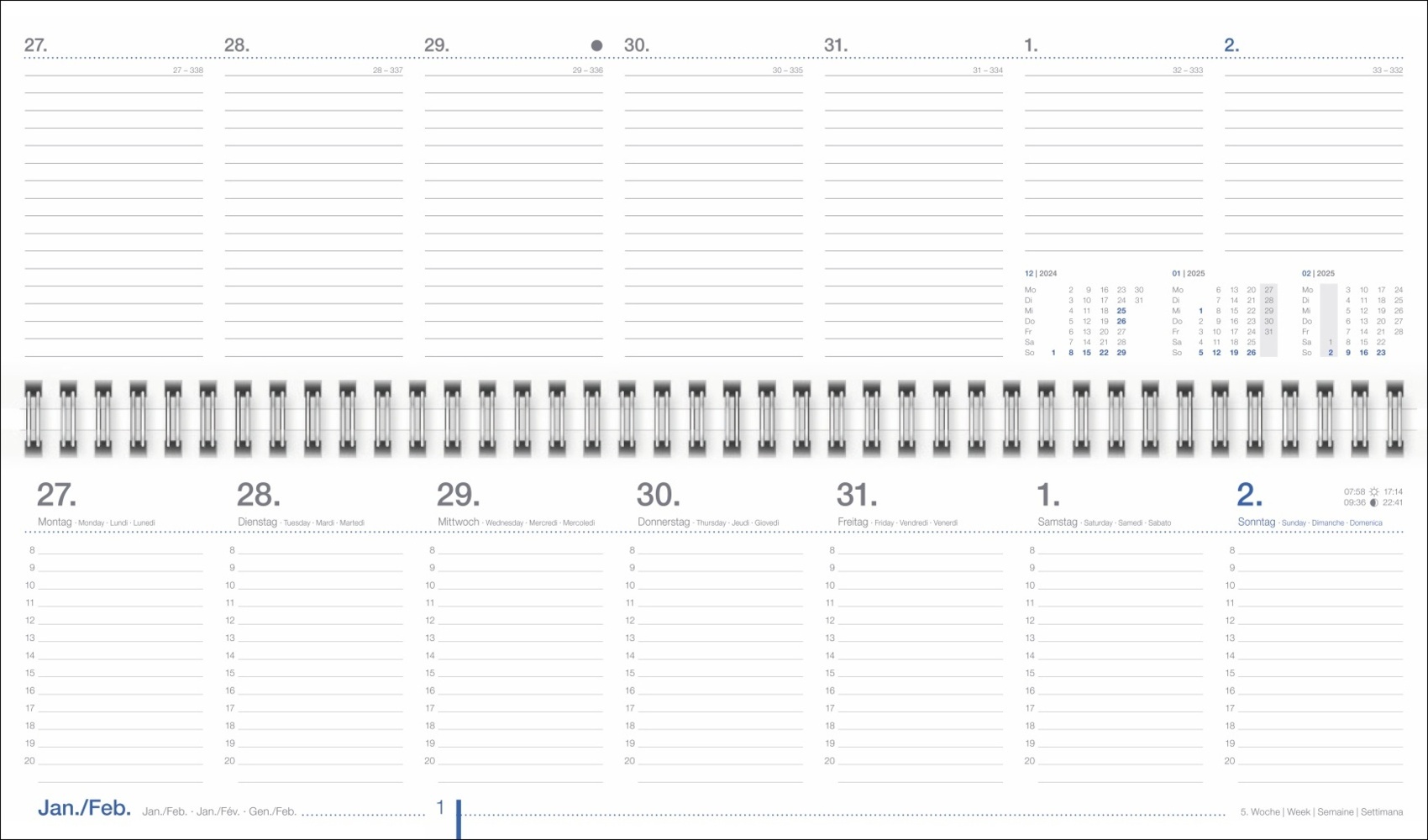 Bild: 9783756406500 | Wochenquerplaner, blau 2025 | Kalender | Spiralbindung | 128 S. | 2025