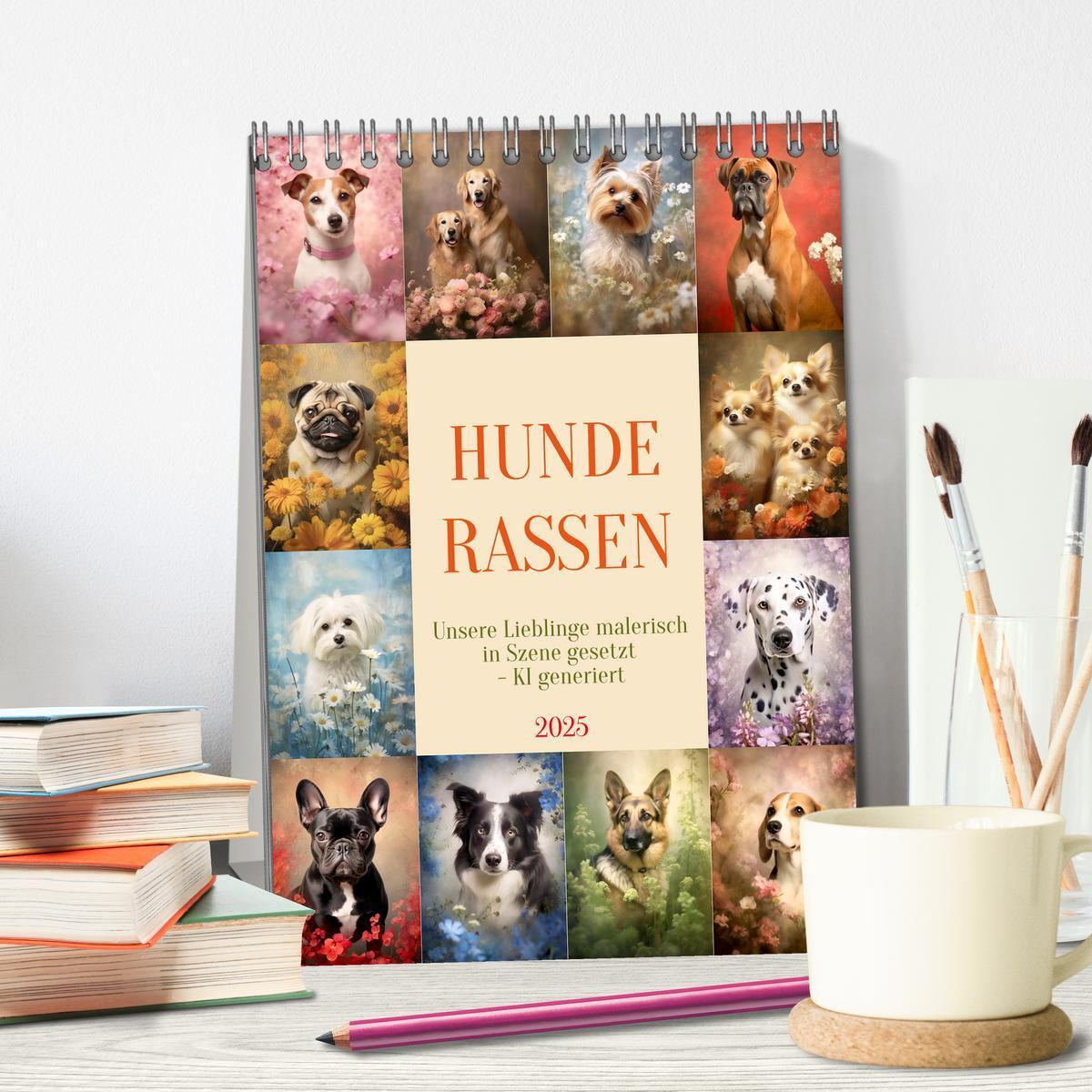 Bild: 9783435849895 | Hunderassen (Tischkalender 2025 DIN A5 hoch), CALVENDO Monatskalender