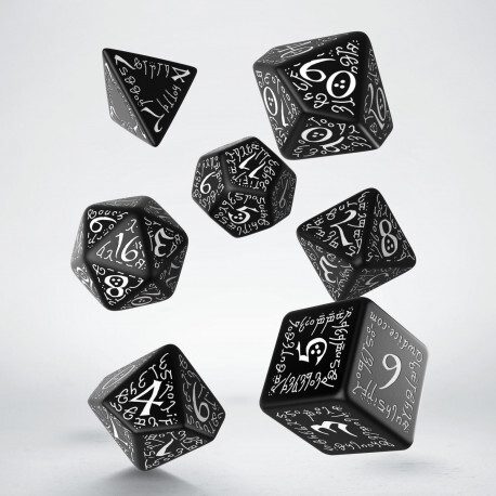 Cover: 5907814951175 | Elvish Black &amp; white Dice Set | Elven-Dice | QWOELV05 | Q-workshop