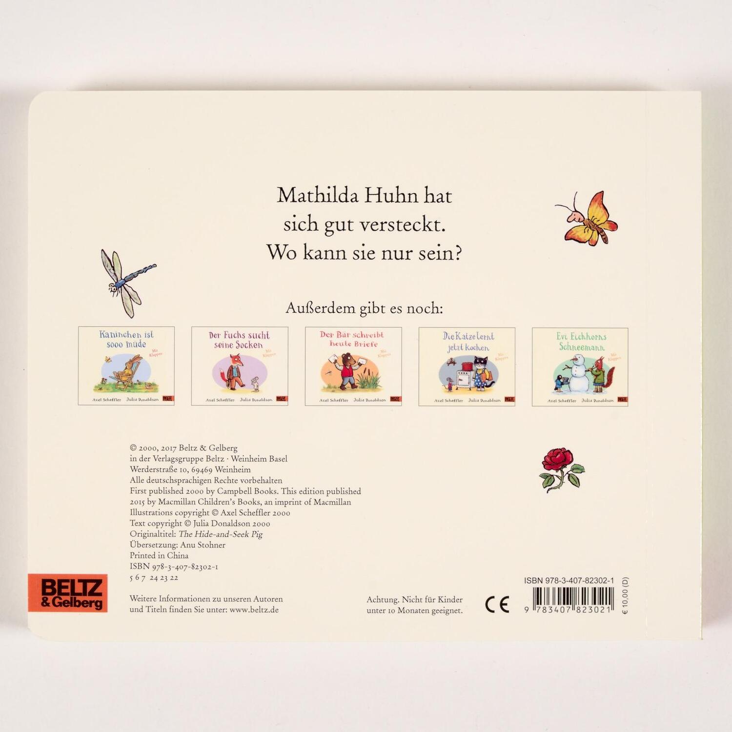 Rückseite: 9783407823021 | Wo steckt Mathilda Huhn? | Pappbilderbuch mit Klappen | Buch | 12 S.