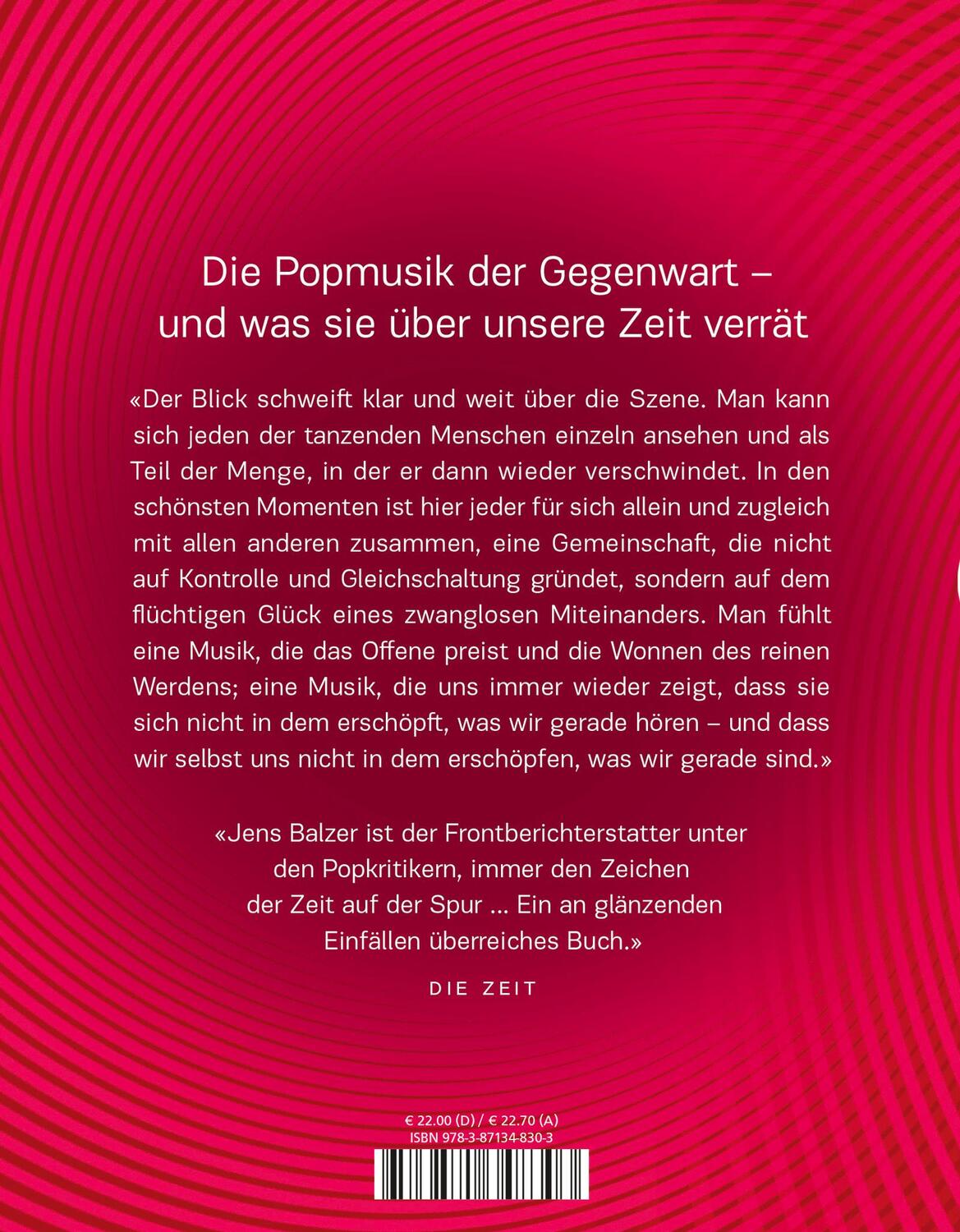 Rückseite: 9783871348303 | Pop | Ein Panorama der Gegenwart | Jens Balzer | Buch | Deutsch | 2016