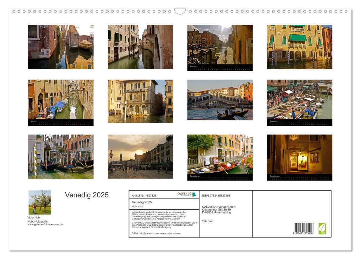 Bild: 9783435823468 | Venedig 2025 (Wandkalender 2025 DIN A2 quer), CALVENDO Monatskalender