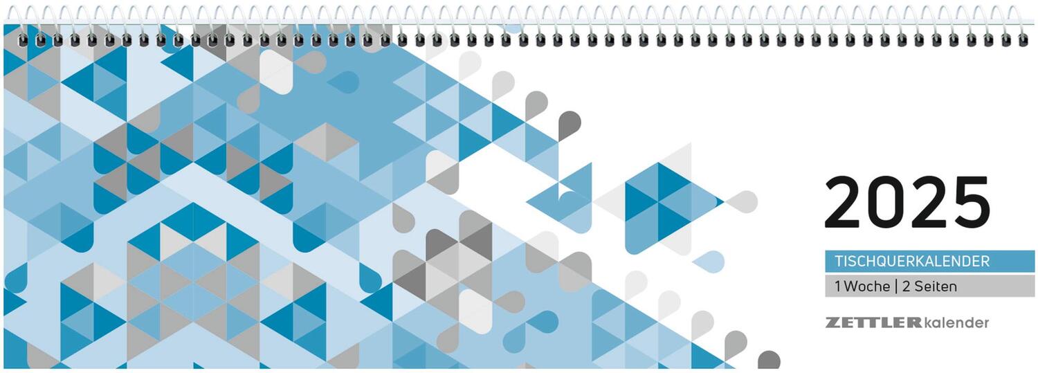 Cover: 4006928024599 | Tischquerkalender blau 2025 - 29,6x9,9 cm - 1 Woche auf 2 Seiten -...