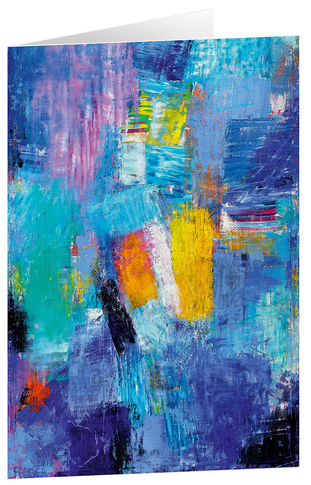 Cover: 4250454725752 | Blaues Farbspiel - Kunst-Faltkarten ohne Text (5 Stück) | Felger | Box