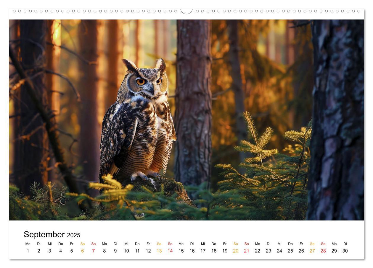 Bild: 9783457232729 | Im Reich der Eulen (Wandkalender 2025 DIN A2 quer), CALVENDO...