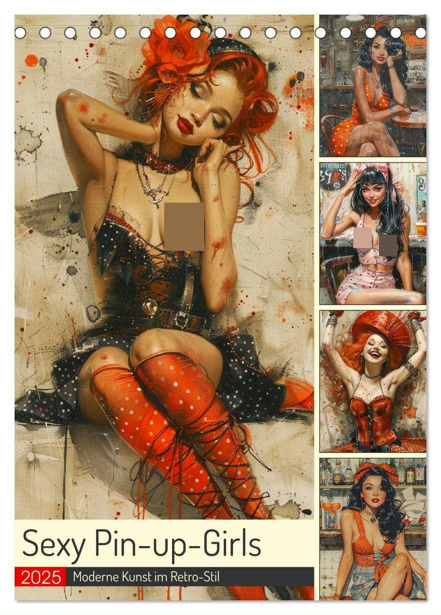 Cover: 9783457128800 | Sexy Pin-up-Girls. Moderne Kunst im Retro-Stil (Tischkalender 2025...