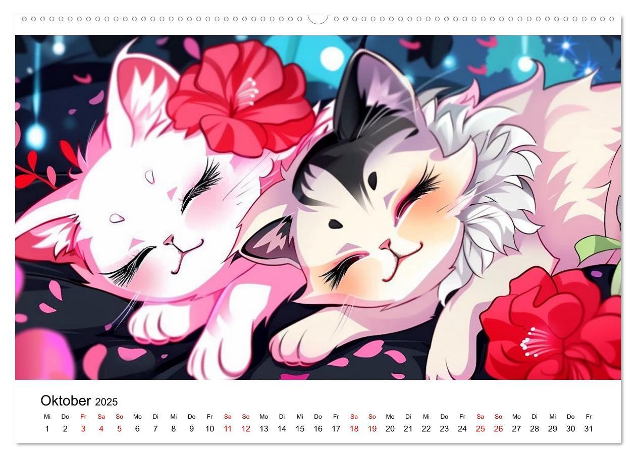 Bild: 9783457138779 | Anime Cats (Wandkalender 2025 DIN A2 quer), CALVENDO Monatskalender