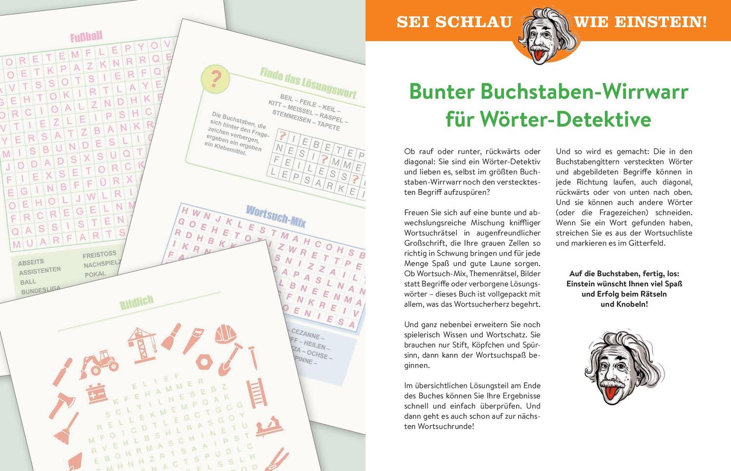 Bild: 9783625191612 | Sei schlau wie Einstein! - Wortsuchrätsel in Großschrift | Taschenbuch