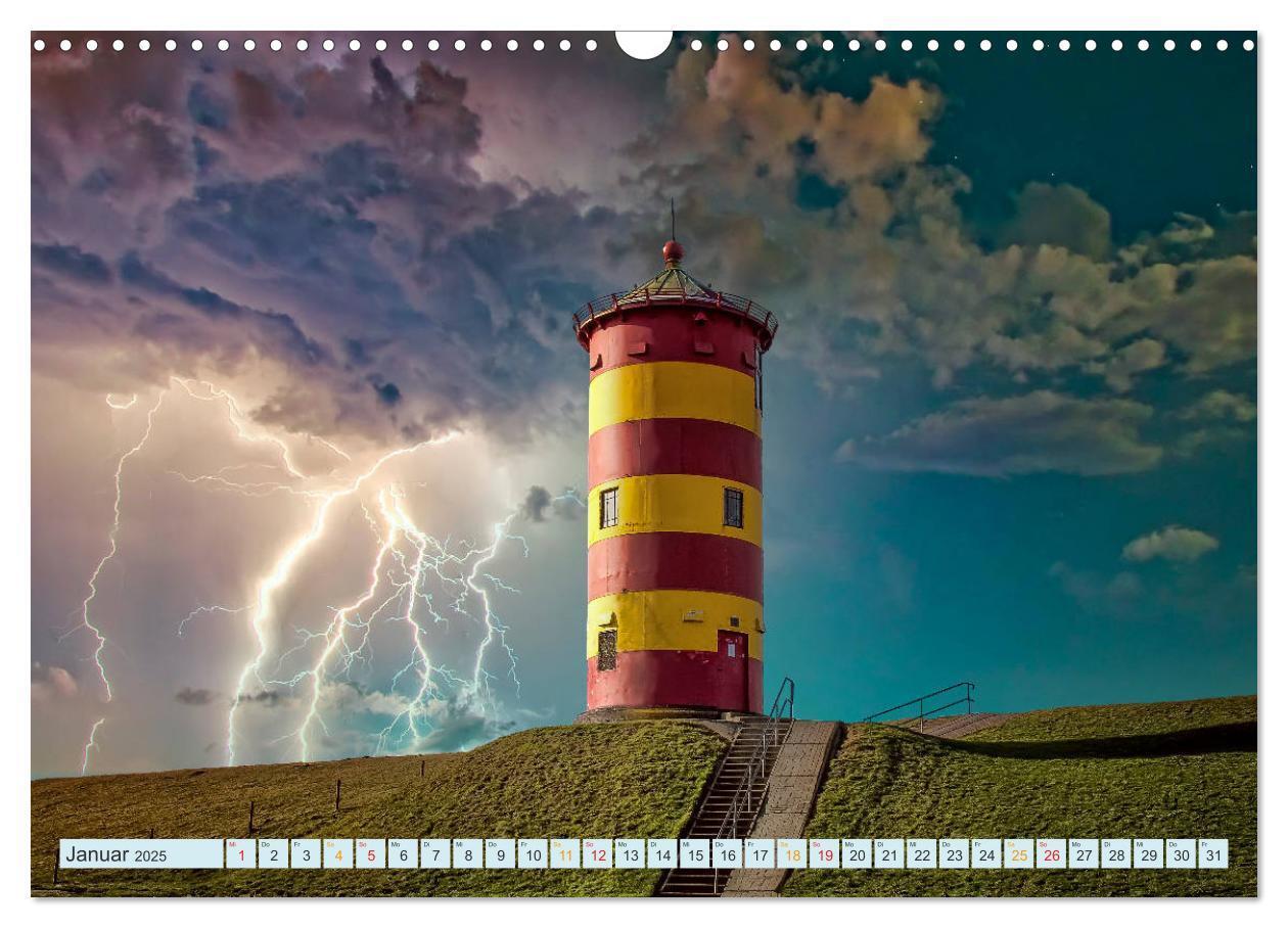 Bild: 9783435147274 | Leuchtturm Gewitter (Wandkalender 2025 DIN A3 quer), CALVENDO...