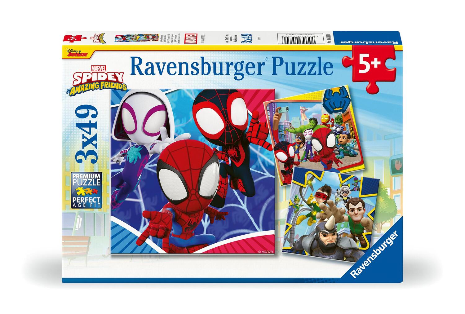 Cover: 4005556057306 | Ravensburger Kinderpuzzle 05730 - Spideys Abenteuer - 3x49 Teile...