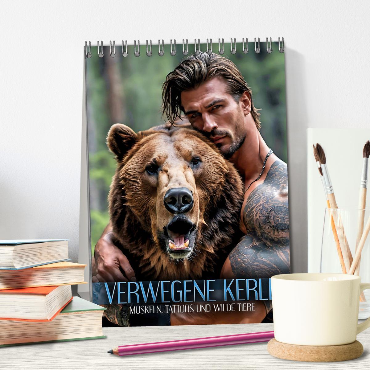 Bild: 9783435847211 | Verwegene Kerle - Muskeln, Tattoos und wilde Tiere (Tischkalender...