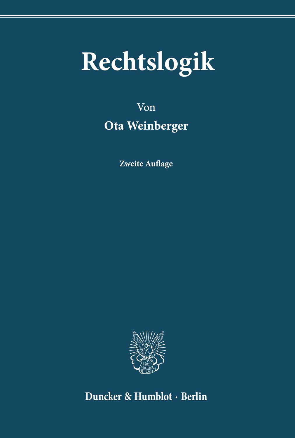 Cover: 9783428065349 | Rechtslogik. | Ota Weinberger | Buch | Duncker & Humblot